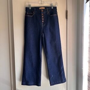 7 For All Mankind Womens Cropped Alexa Jeans Luxe Vintage Dark Wash Button Fly